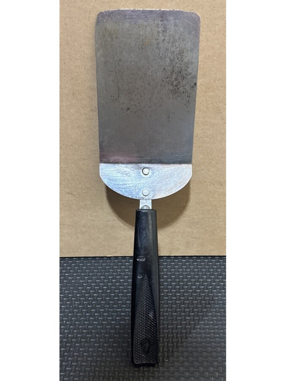 Vintage EKCO Black Handle Spatula Turner Flipper 10” Chromium Plated Melt Marks
